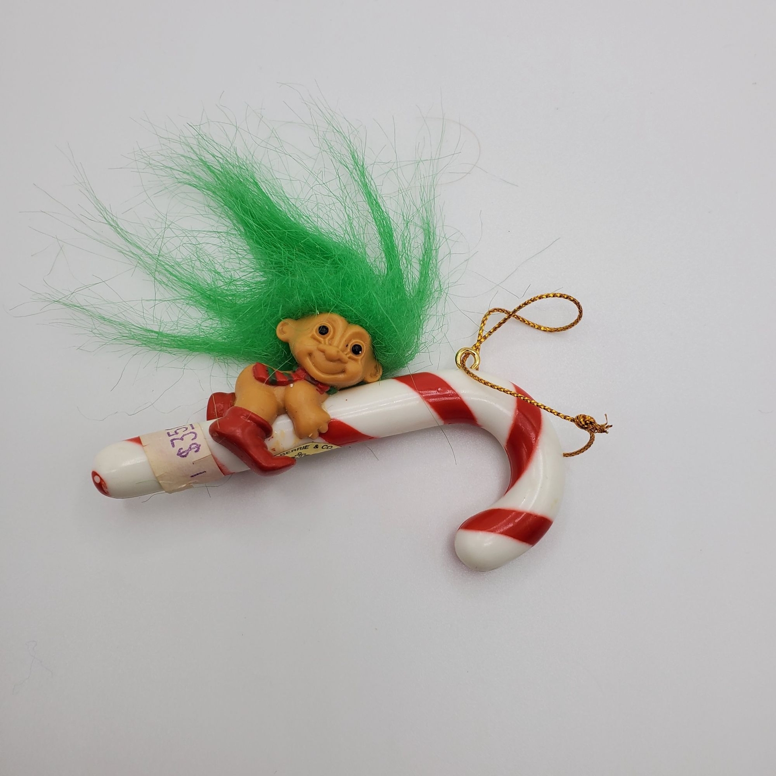Vintage Russ Troll Riding A Candy Cane Christmas Ornament Green Hair 3 1/4"  | eBay