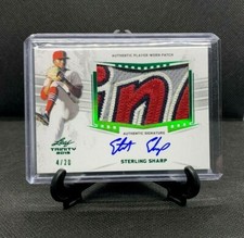 STERLING SHARP 2019 Leaf Trinity Green Foil Patch Prospect Auto /20 SICK PATCH