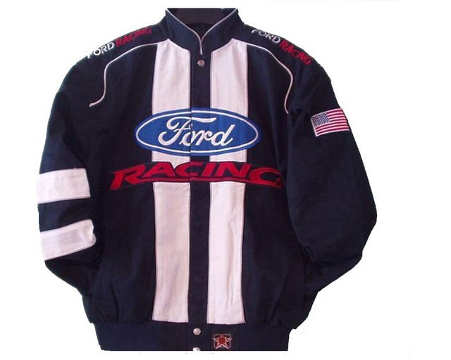 SIZE 4XL Ford Racing Cotton embroidered Jacket Navy White JH Design