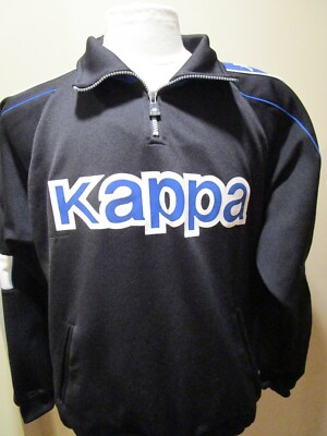 Kappa Men's Quarter Zip Pullover, Large, Blue and Black
