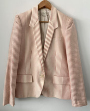 Stella Mccartney Pink Striped 100% Cotton Single Breasted Blazer/jacket Size 44