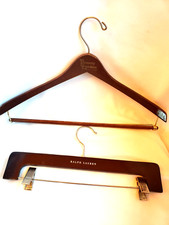 Lot 2 Vintage Cherry Wood Hangers Ralph Lauren Metal Grips  Bonney Gordon Suit