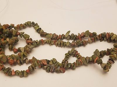 Natural Unakite Stone Chip Beads, Sizes vary 4~10x4~6x2~4mm, Hole: 1mm QTY 100