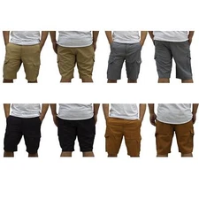 VR2 Denim Men's Cargo Combat Shorts Knee Length Multi Pocket Half Pants for Men