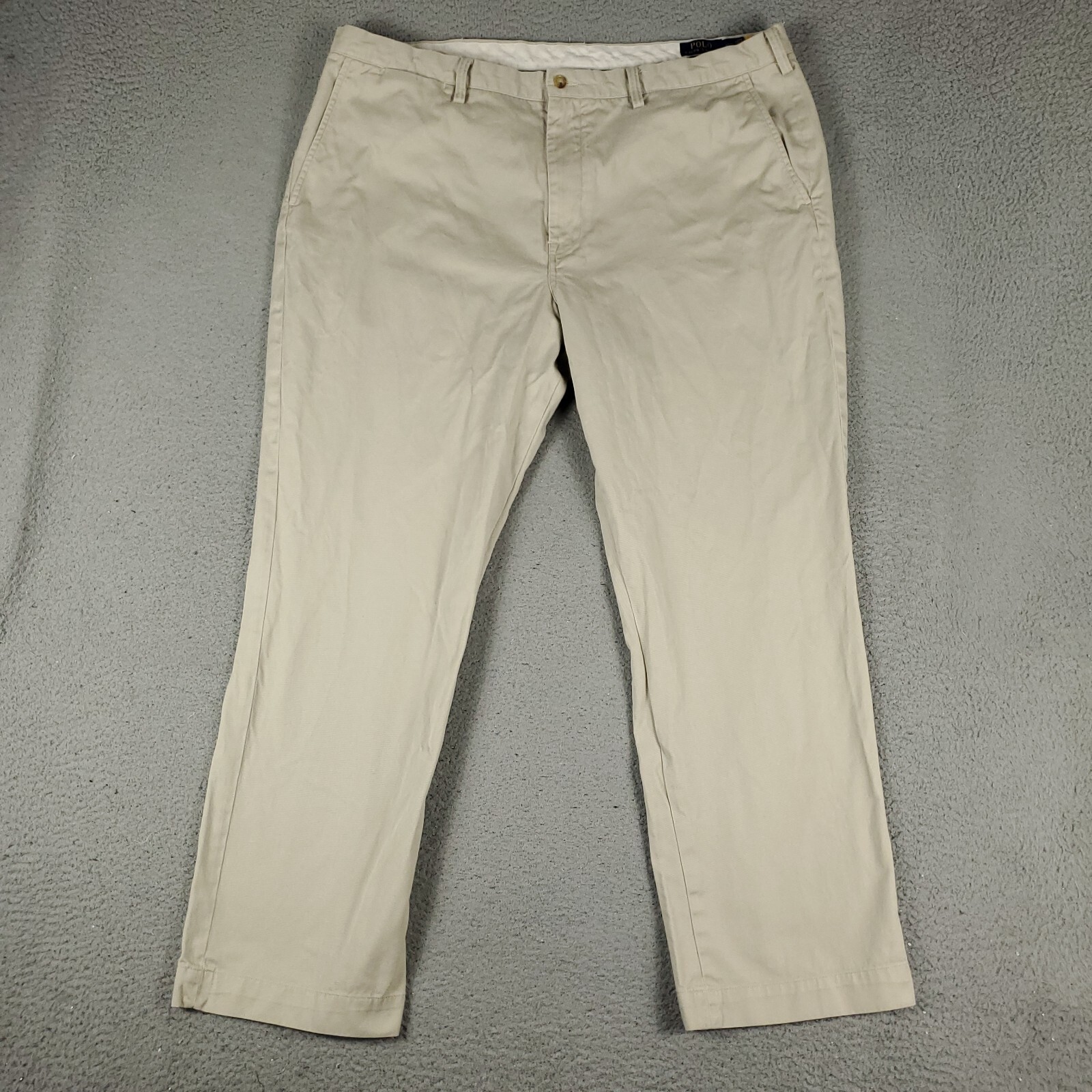 Pantaloni Ralph Lauren uomo 42x32 beige pony casual piatti davanti chino pantaloni *