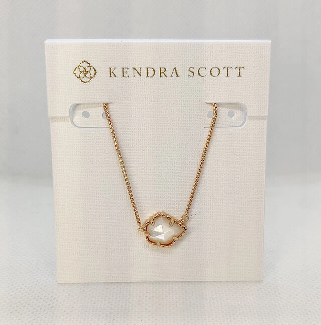 New Kendra Scott Tess Pendant Necklace In Ivory Pearl Rose Gold