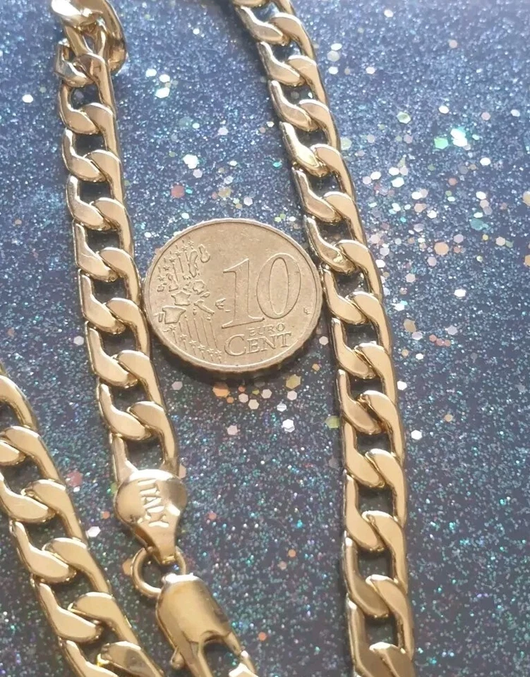 ! 29g ! 750 Gold Kette vergoldet 7mm  Panzerkette 750 Gold 18K Damen Herren  - Bild 3 von 4