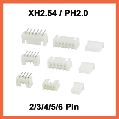 XH2.54mm PH2.0mm PCB Connector Pin Header Housing Plug Socket 2 3 4 5 6 Way