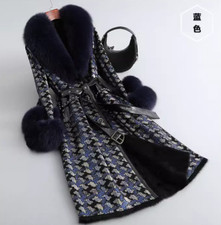 Cappotto scamosciato donna 2024 invernale lungo collo pelliccia di volpe vera pelliccia di coniglio fodera giacca