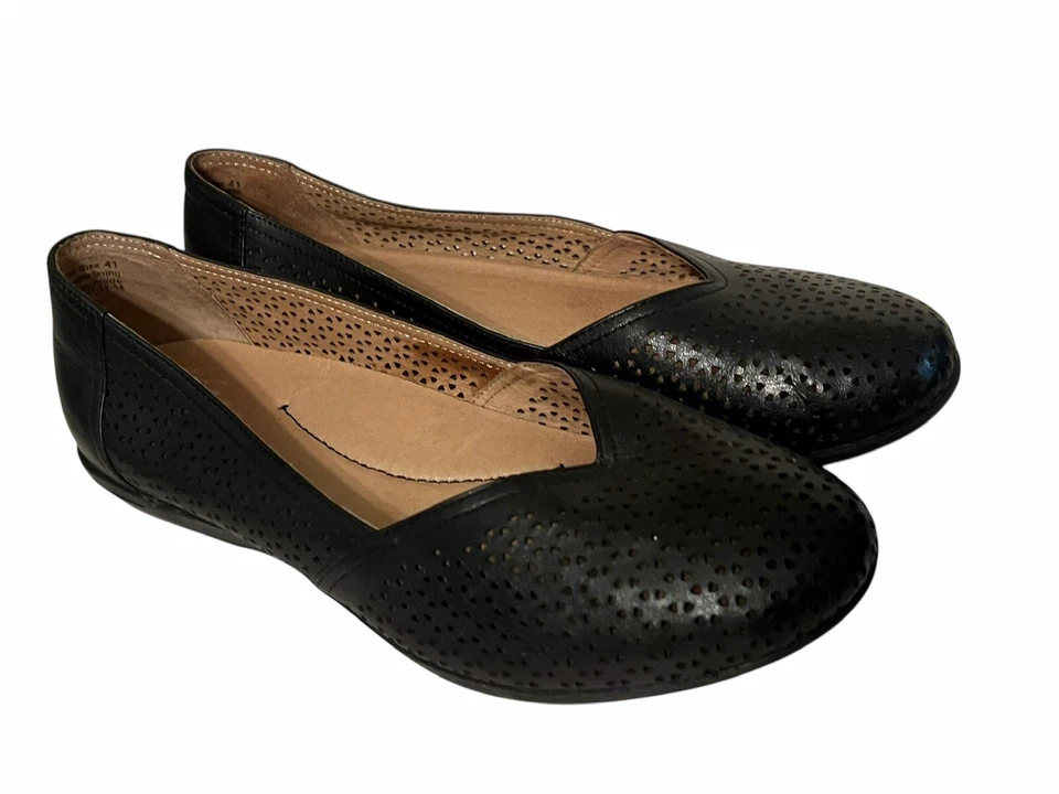 Sapatilhas Dankso Neely cortadas perfuradas couro preto tamanho EUA 11 UE 41 - Imagem 3 de 4