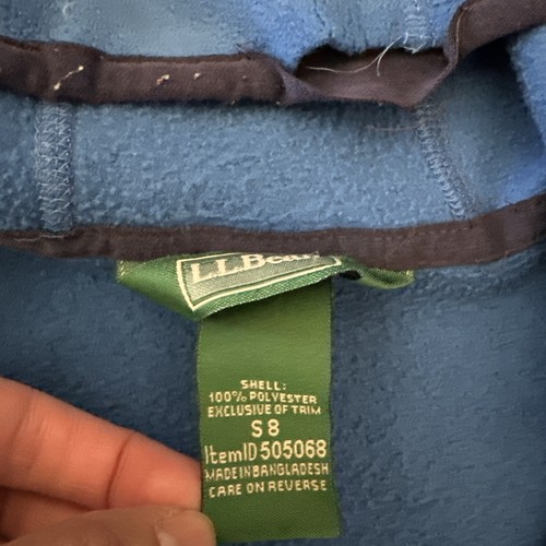 LL Bean Jacket Boys Size 8 Full Zip Hooded Jacket Youth Vintage Blue Flaws Kids - Picture 3 of 11