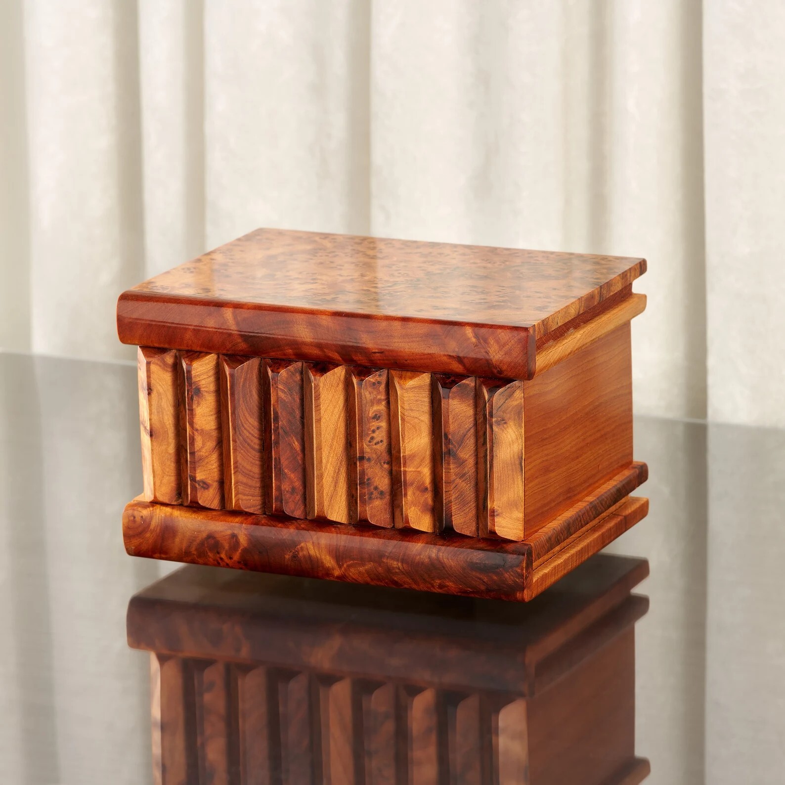 Handmade Thuya Burl Wooden Secret Box, Moroccan Traditional Secret