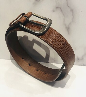 Ralph Lauren Brown Lizard Sterling Silver Women’s Waist Belt Polo Ralph Lauren Genuine Lizard Leather Size 40 Belt With  main image 3