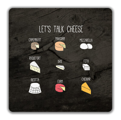 Let's Talk Käse lustige 2er Pack Getränke Untersetzer Käse Auswahl Tabelle -9 cm x 9 cm