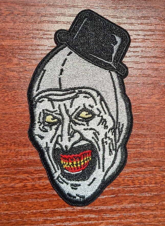 Art the Clown Patch Terrifier Horror Slasher Film Embroidered Iron On 2.5x4