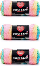 Red Heart Super Saver Yarn, 3 Pack, Retro Stripe 3 Count