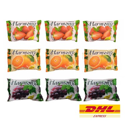 9 Bars Fruity Soap Harmony Orange Grape Strawberry Extra Moisturizing Bar 75g