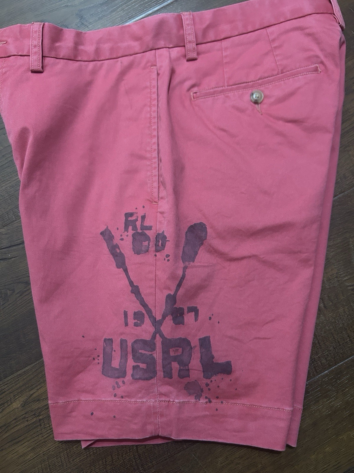 Polo Ralph Lauren Salmon Pink Chino Flat Front Shorts Mens Size 31