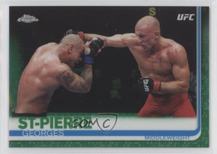 2019 Topps Chrome UFC Green Refractor 55/99 Georges St-Pierre #5 01b5