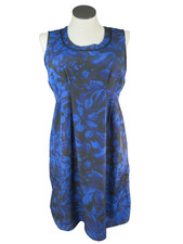 Simply Vera Womens 14 Dress Dark Blue Floral (needs to be hemed) Side Zip