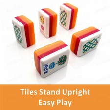 NEW! Vibrant Layered Mahjong Tiles &ndash; American Set 160 Tiles - Orange