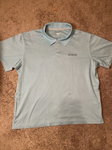 Columbia Omni Shade Polo Mens Size Large Blue Work Dress School Shirt - Picture 2 of 10