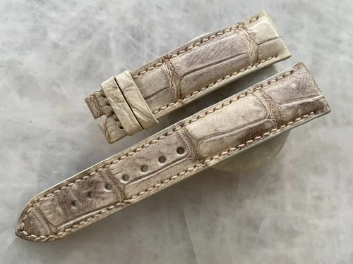 20mm/18mm Offwhite Alligator Crocodile Print Leather Watch Strap Band