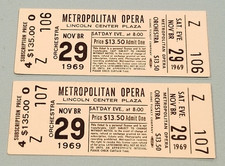 Lot de billets Metropolitan Opera X2 8 novembre 1969 Lincoln Center Plaza