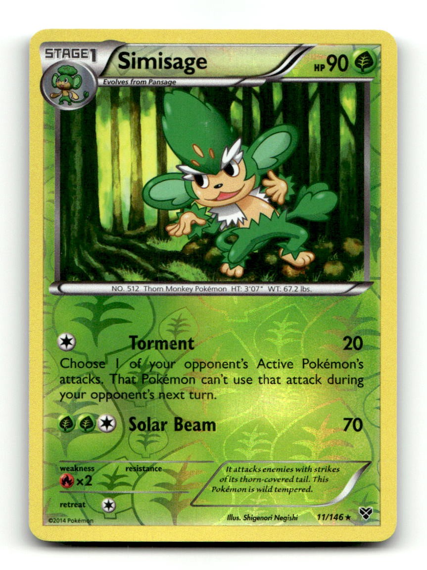 Simisage 11/146 Rare XY Base Set Pokemon Reverse Holo Lightly Played