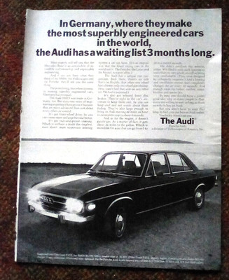 1971 Audi 100 LS Print ad 10.5 x 13.25