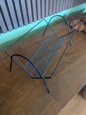 Vintage Black Metal Wire 45 RPM Record or Book Rack Stand Holder MCM