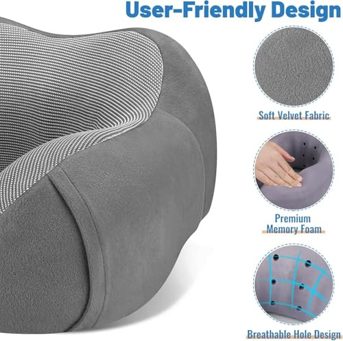 Premium Memory Foam Travel Neck Pillow for Comfort & Support