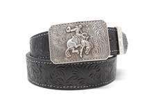 HandTooled Floral Belt, 1.5    Hand Painted Belt with Removable Western Buckle