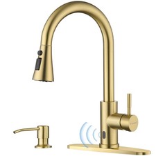 Touchless Kitchen Faucet with Pull-Down Sprayer, Brushed Gold