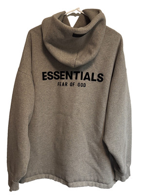 Essentials Fear of God Fog Gray Oversized Hoodie Spell Out Size XL
