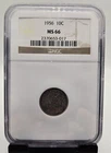 TONING!!  1956 Roosevelt Dime is certified and graded by (NGC) as MS 66.