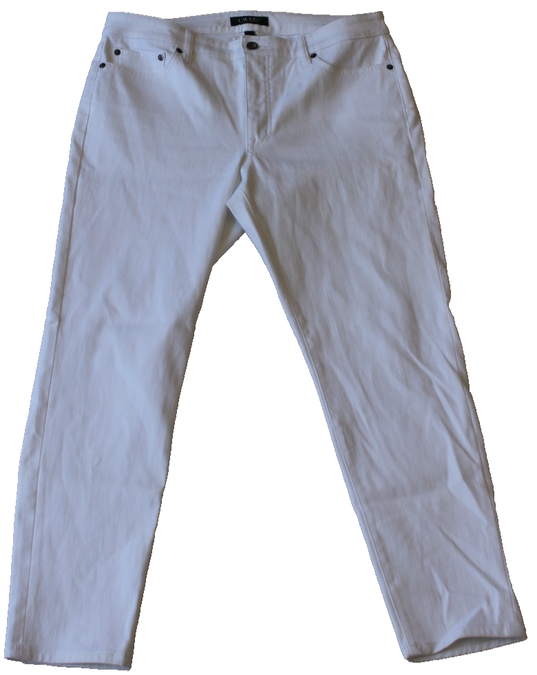 Lauren Ralph Lauren Women's Premier Skinny Ankle Jeans Size 12 White Stretch
