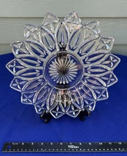 Vtg Federal Glass Petal clear large charger chop sandwich plate 11 1/2" 16 point