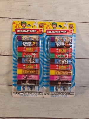General Mills Breakfast Pack 10 Flavored Lip Balms Lot Of 2 Packs Cereal Variety