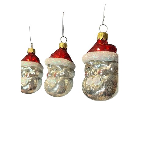 VTG Hand Decorated Jolly Rosy Cheek Santa Ornaments Set of 4 - Picture 5 of 16