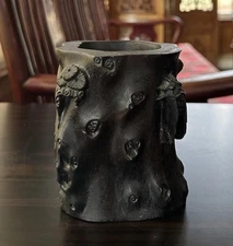 Antique Chinese Agarwood Carved Brush Pot（417g)