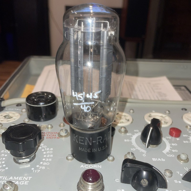 KEN RAD 5U4G BOTTOM D-GETTER HANGING FILAMENT RECTIFIER TUBE, TV-7 TESTED