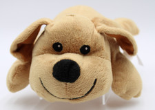Melissa  Doug Plush Brown Puppy Dog Sewn Eyes Lying Down 10" Happy Smiling