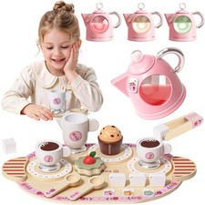 TOPBRIGHT Wooden Tea Sets for Toddlers 3-5, Toys for 3 Year Old Girl Gifts