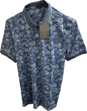 New G/FORE Peony Sketch Banded Sleeve Tech Jersey Golf Polo - Blue Size S