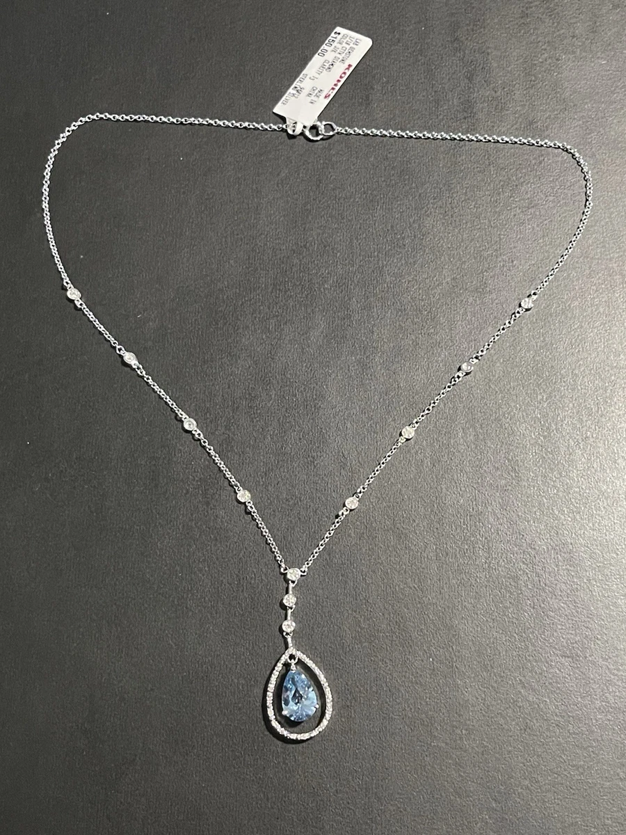 Collar Con Colgante De Solitario De Aguamarina Azul Cielo Na | Envío gratis