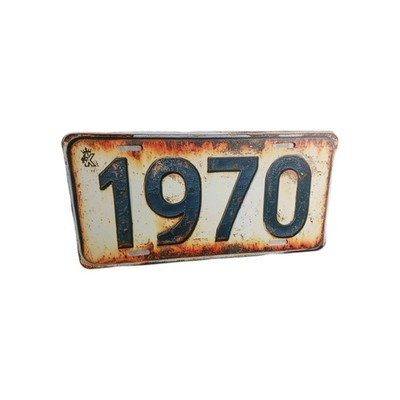 1970 Flat Text Rusty License plate for Dodge, Ford, Chevrolet antique vehicle