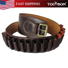 TOURBON 23 Rounds Leather Bandolier 12GA Shotgun Cartridge Belt -Special Offer