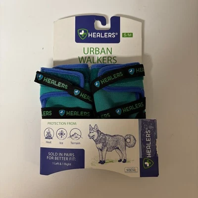 Healers Urban Walkers Dog Boots Teal Blue Size S/M Pair Protective Paw Wear - Image 1 of 2
