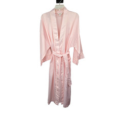VTG Barbizon Cuddleskin Pink Embroidered Lace Nightgown Robe Medium
